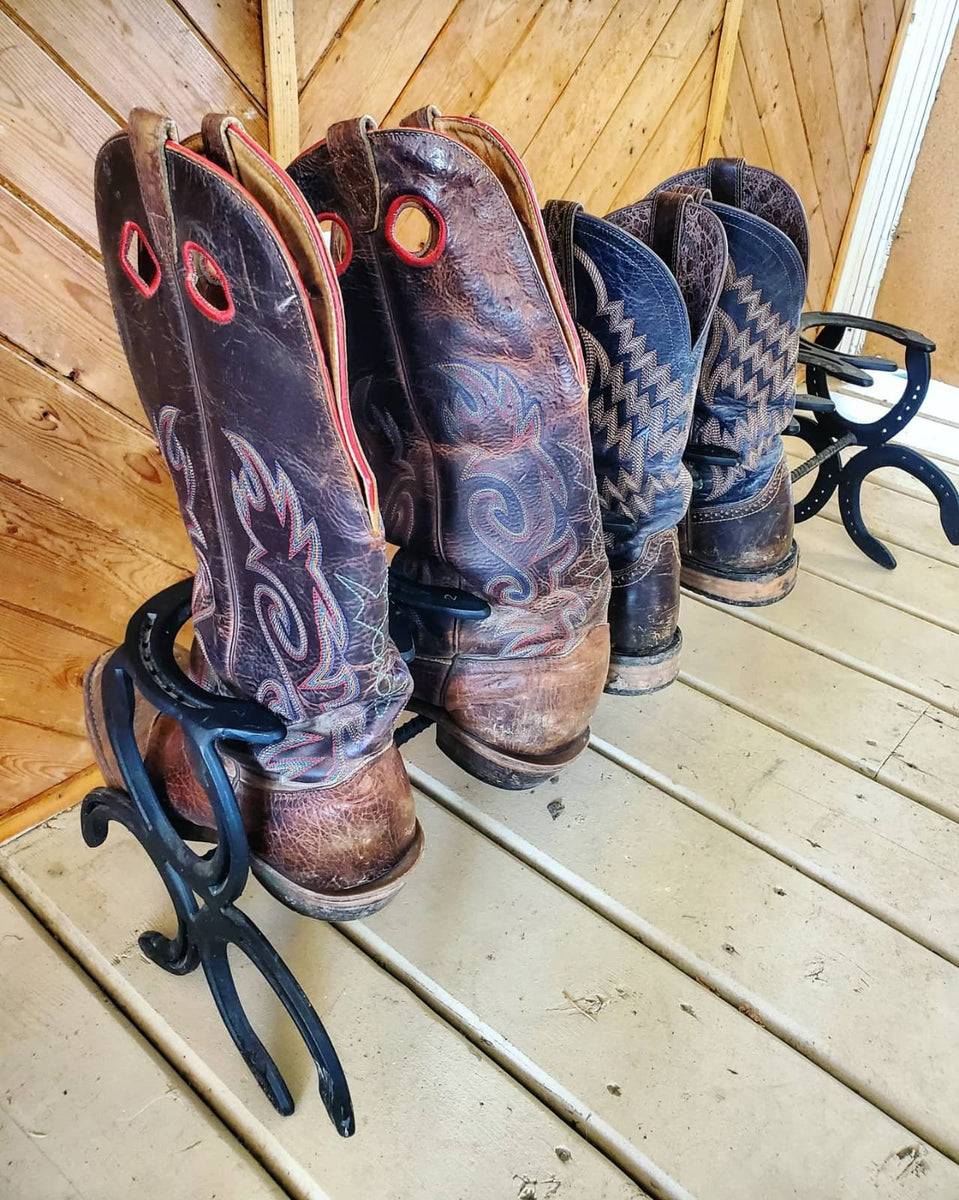 Wooden cowboy boot rack sale